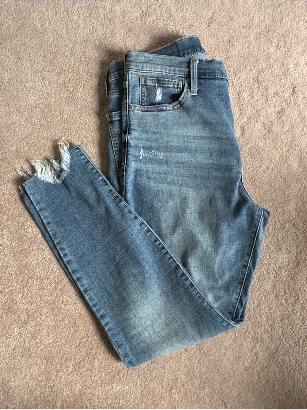 Lucky Brand Medium Wash Frayed Hem High-Rise Skinny Jeans